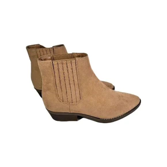 Universal Thread Faux Suede Brown Cowgirl Ankle Boots Womens Sz 7 Elastic Sides - Picture 3 of 8